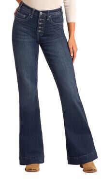 Rock & Roll Denim Button Fly High Rise Trouser Western Cowboy Jeans-Size 28x34